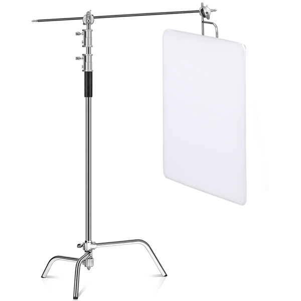 3m Verstellbarer C-Stand Lampentständer mit 1,2m Verlängerungsarm Tragetasche für Fotostudio, Silber