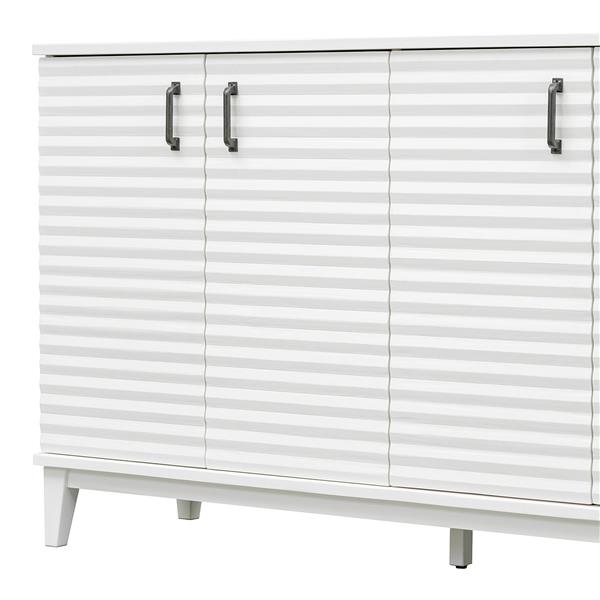 Sideboard with 4 Door Large Storage Buffet with Adjustable Shelves and Metal Handles for Kitchen, Living Room, Dining Room (Antique White)