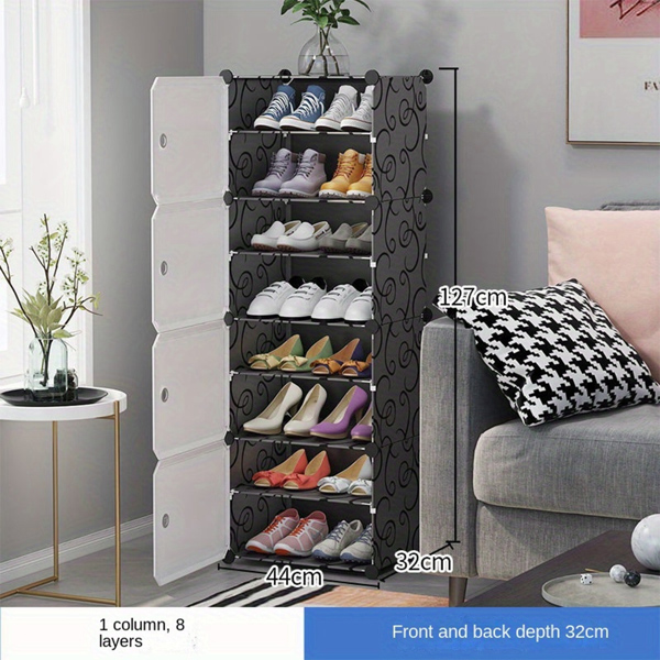 simple dust-proof shoe rack, cute 8-story household economical shoe storage cabinet, 1 column, 8-story shoe cabinet including stickers