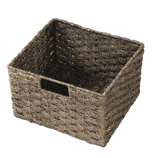 Rustic Storage Cabinet with Two Drawers and Four Classic Rattan Basket for Dining Room/Living Room (Espresso)