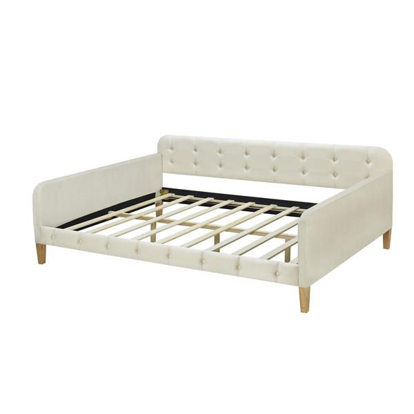 Full Size Upholstered Daybed with 4 Support Legs,White