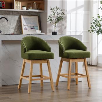 Bar Stools Set of 2 Counter Height Chairs with Footrest for Kitchen, Dining Room And 360 Degree Swivel