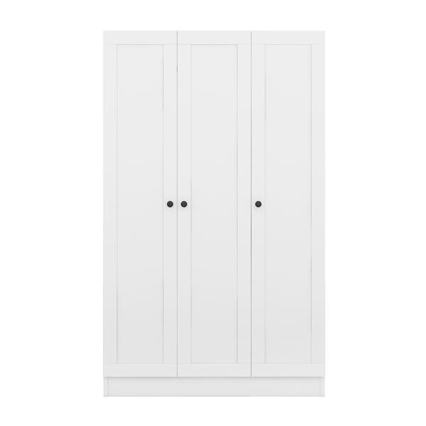 3-Door Shutter Wardrobe with shelves, White