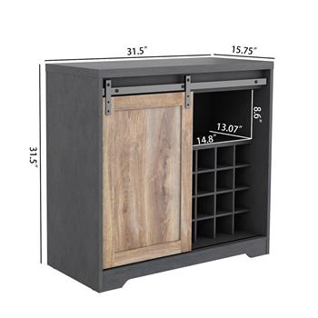 31 Inch Farmhouse Barn Door Bar Cabinet For Living Room, Dining Room