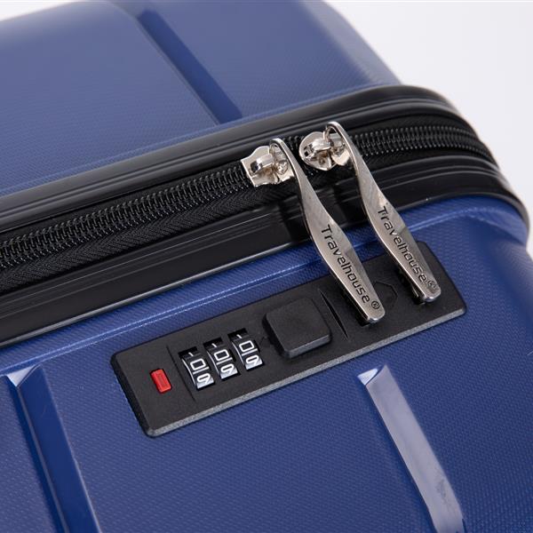 Hardshell Suitcase Spinner Wheels PP Luggage Sets Lightweight Suitcase with TSA Lock,3-Piece Set (20/24/28) ,Navy