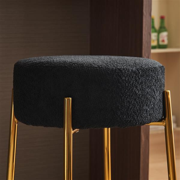 24" Tall, Round Bar Stools, Set of 2 - Contemporary upholstered dining stools for kitchens, coffee shops and bar stores - Includes sturdy hardware support legs