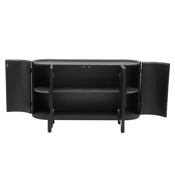 Curved Design Light Luxury Sideboard with Adjustable Shelves,Suitable for Living Room,Study and Entrance