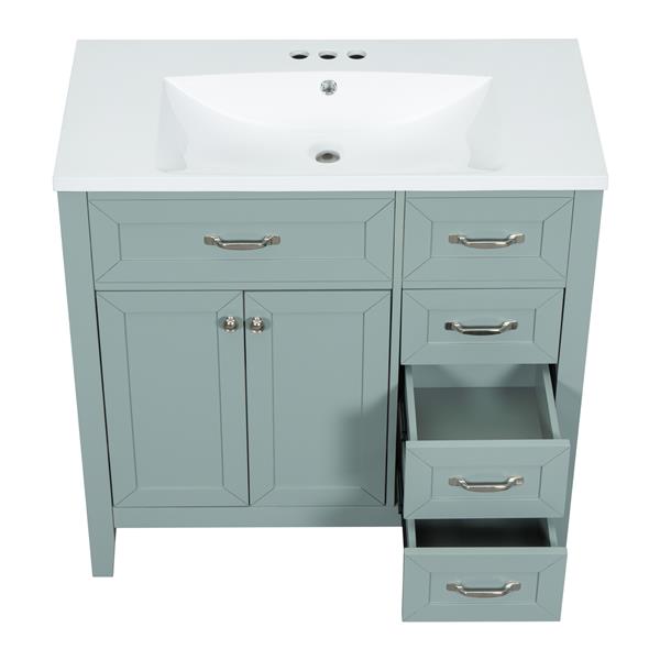 36" Bathroom Vanity with Sink Combo, Green Bathroom Cabinet with Drawers, Solid Frame and MDF Board