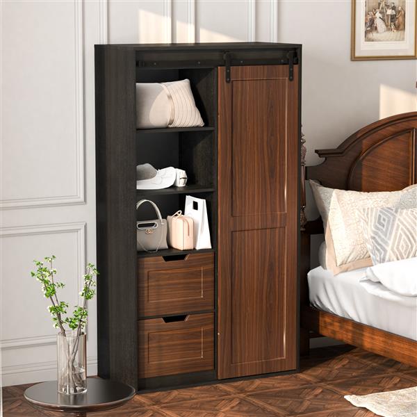 71-inch closets,large closetslaundry cabinets,Plastic suction process,farmslide barndoors,saveopenspace,brand hardware,silent slide,can be used for the bedroom,cloakroom,livingRoom,color:black +brown