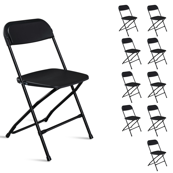 10pcs Injection Molding Classic Garden Plastic Folding Chair Black