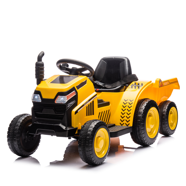 12V Kids Ride On Electric Tractor Black Knight,Kids Ride On Toy.2WD,Non-skid tires, steering wheel, foot pedal,With Removable storage tug,Light,Bluetooth,Music,MP3,USB,Power Display For Kids Aged 3+.