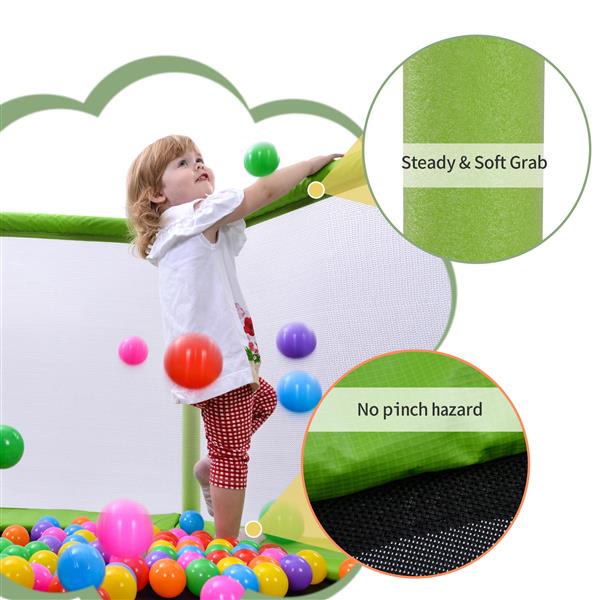 55'' Toddlers Trampoline with Safety Enclosure Net and Balls, Indoor Outdoor Mini Trampoline for Kids