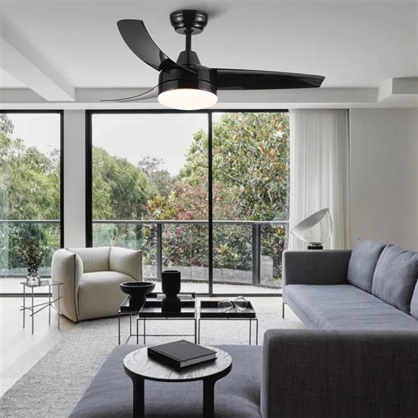 Matte Black Ceiling Fan with Integrated LED Light