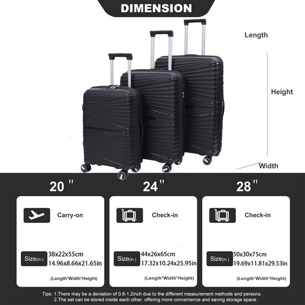 Hardside Luggage Sets 3 Pieces, Expandable Luggages Spinner Suitcase with TSA Lock Lightweight Carry on Luggage 20inch 24inch 28inch