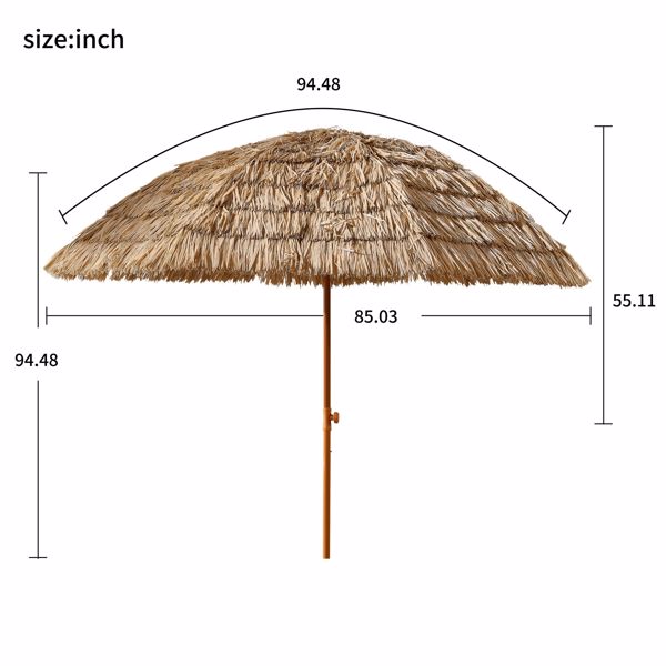 8'Thatch Patio Tiki Umbrella Tropical Palapa Raffia Tiki Hut Hawaiian Hula Beach Umbrella,Straw umbrella 