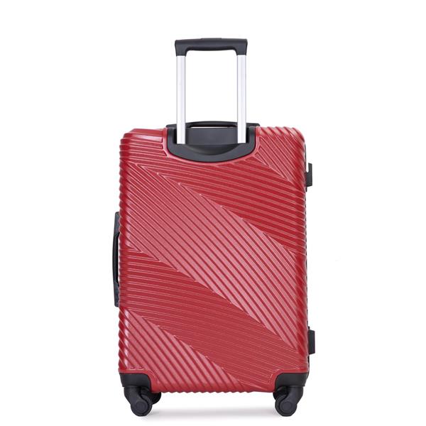 3 Piece Luggage Sets PC+ABS Lightweight Suitcase with Two Hooks, Spinner Wheels, (20/24/28) Red