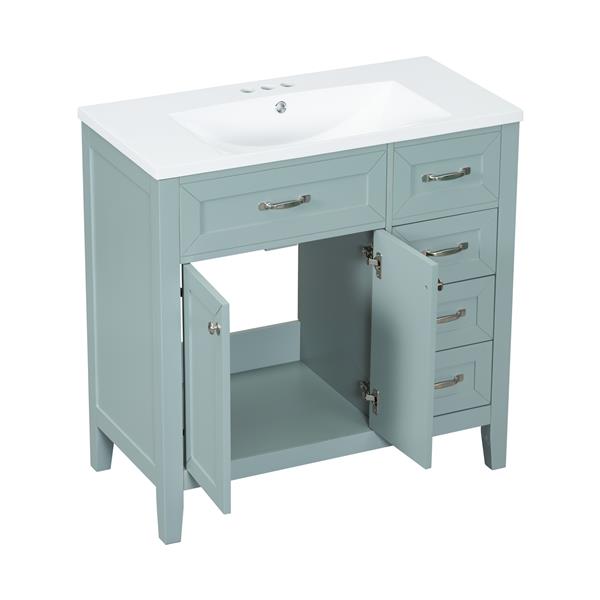 36" Bathroom Vanity with Sink Combo, Green Bathroom Cabinet with Drawers, Solid Frame and MDF Board