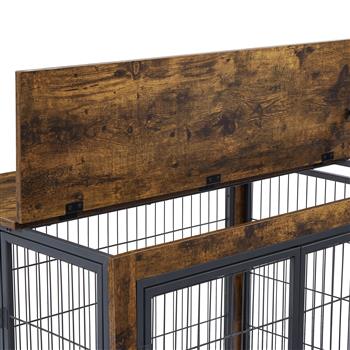 Furniture Dog Cage Crate with Double Doors, Rustic Brown, 38.58\\'\\' W x 25.2\\'\\' D x 27.17\\'\\' H