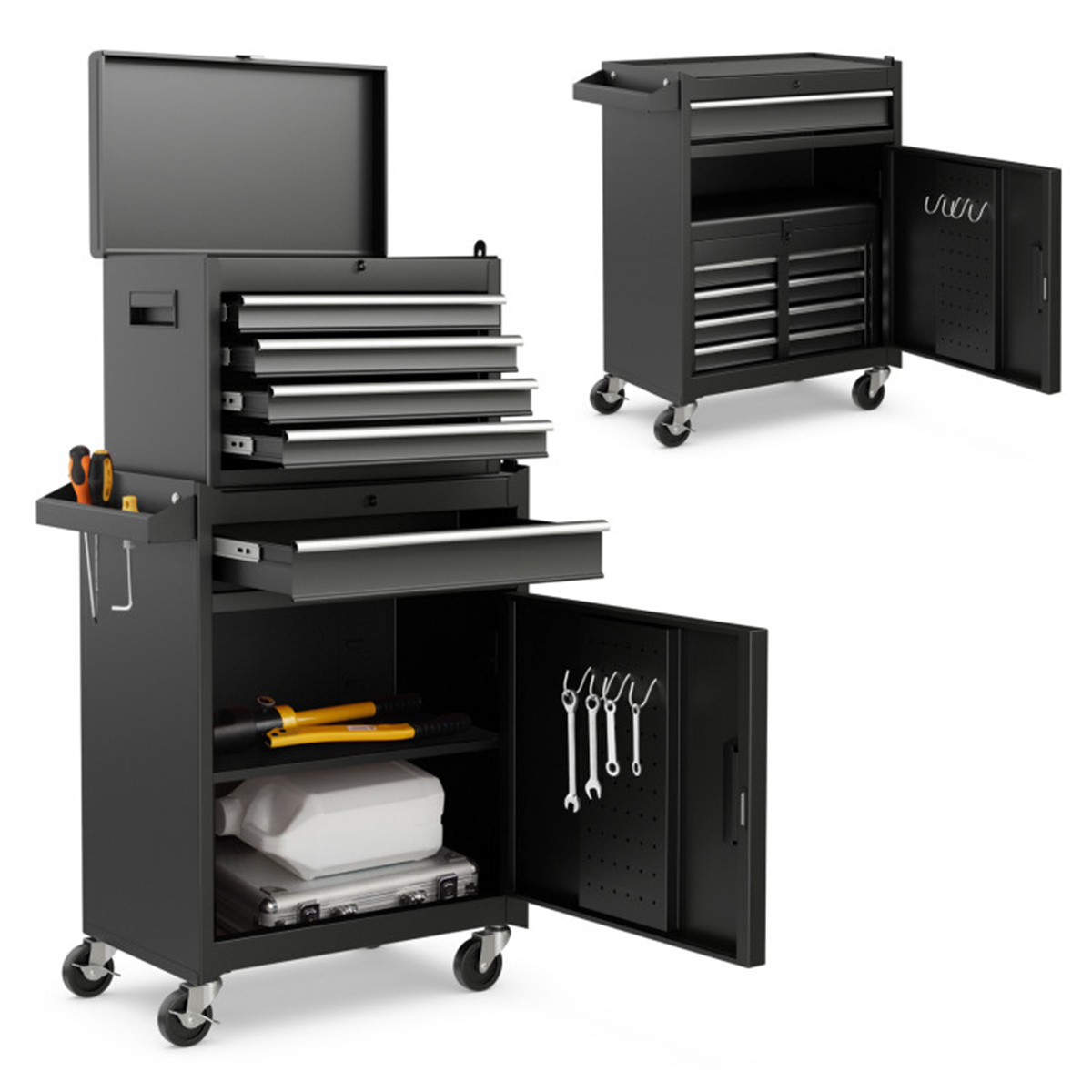 Rolling Tool Chest with 5 Sliding Lockable Drawers view 2