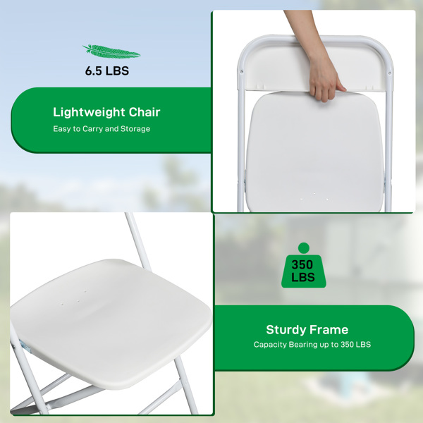 4pcs Injection Molding Classic Garden Plastic Folding Chair White