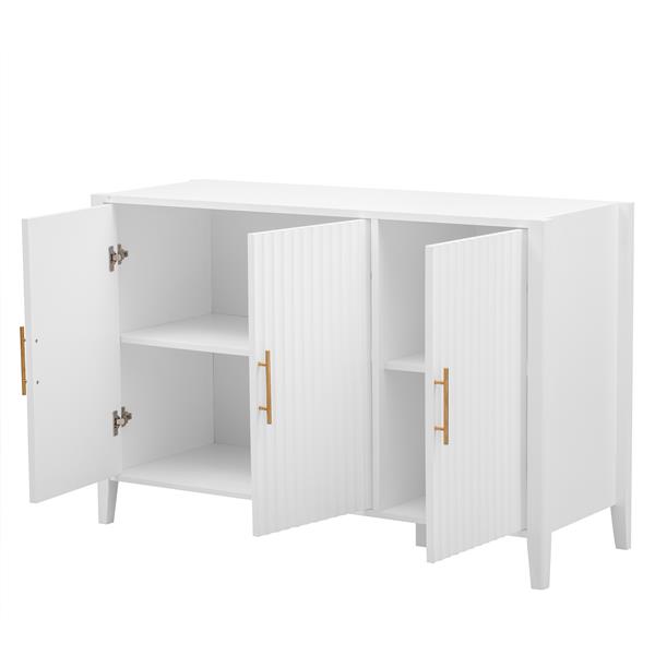 Featured Three-door Storage Cabinet with Metal Handles, Suitable for Corridors, Entrances, Living rooms, and Study rooms