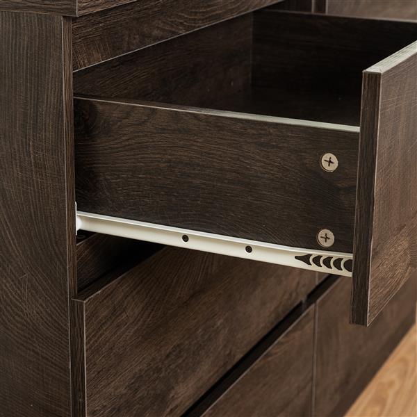 Drawer dresser cabinet, sideboard, bar counter, buffet counter, table lockers, three plus three drawers audit, can be used for dining room, living room, bedroom, kitchen corridor, color: dark gray