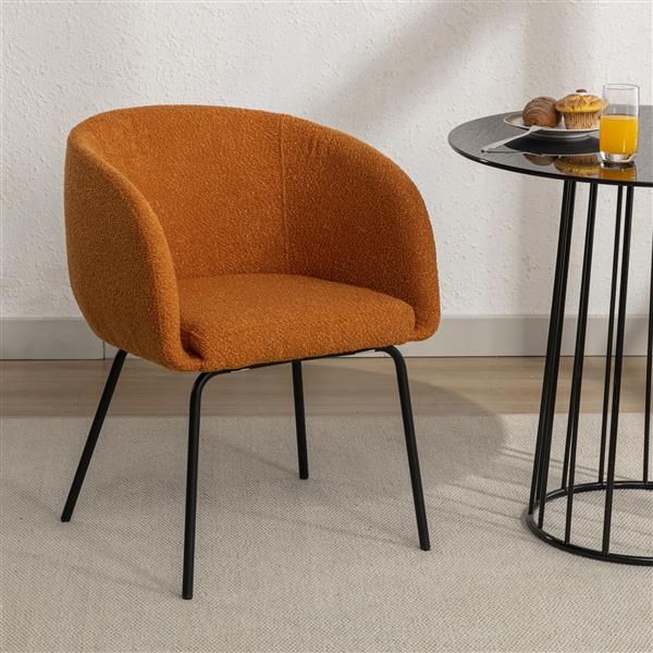 039-Set of 1 Fabric Dining Chair With Black Metal Legs,Ginger