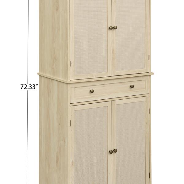 4 Door Cabinet with 1 Drawer, with 4 Adjustable Inner Shelves, Storage Cabinet