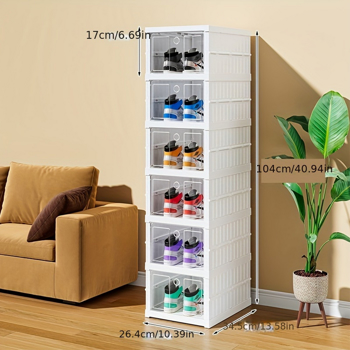 6pcs Installation-Free Shoe Storage Box With Multi-layer, Space-Saving Foldable Shoe Rack, Storage Organizer For Entryway, Hallway, Bedroom, Living Room, Dorm, Hotel Shoe Shops Supplies