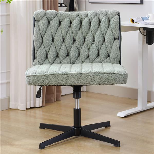 Armless Office Desk Chair No Wheels, GREEN