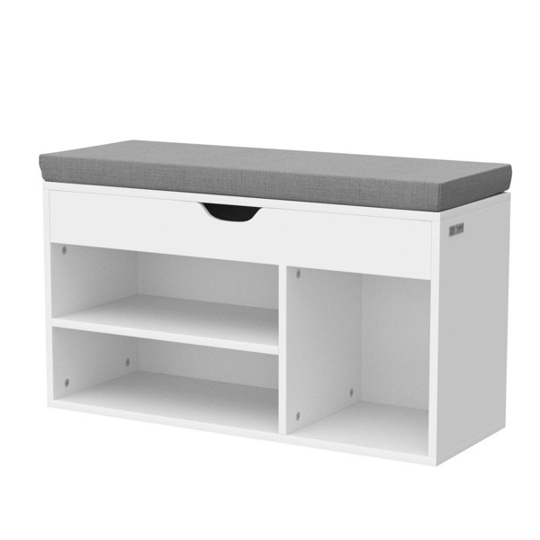 3 tier with 3 Cube White Color Shoe Ottoman Bench ，Shoe Bench with Seat,White Shoes Storage Rack with Hinged Flip Top Cushion for Living Room Hallway Cloakroom Entryway