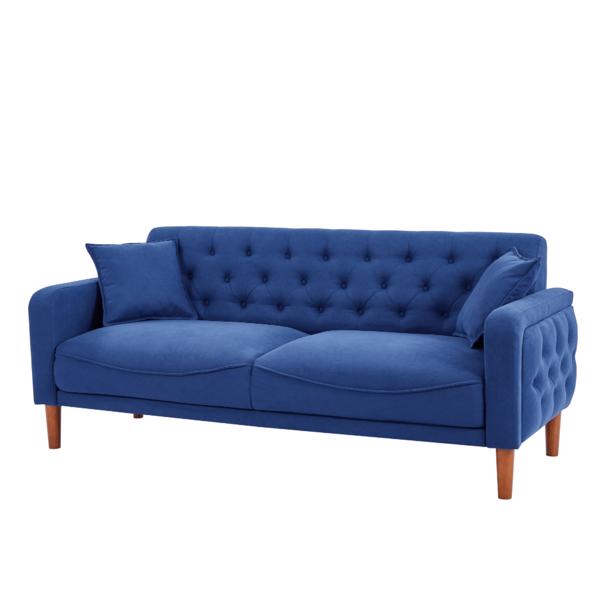 77.95 "Sponge Cushioned Sofa - Blue(Solid wood legs are detachable)