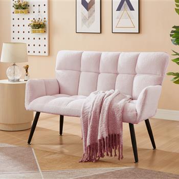 52\\'\\' Small Loveseat Sofa, Couch 2-Seater with Quilting Backs for Living Room, Bedroom and Small Space(COLOR:PINK)