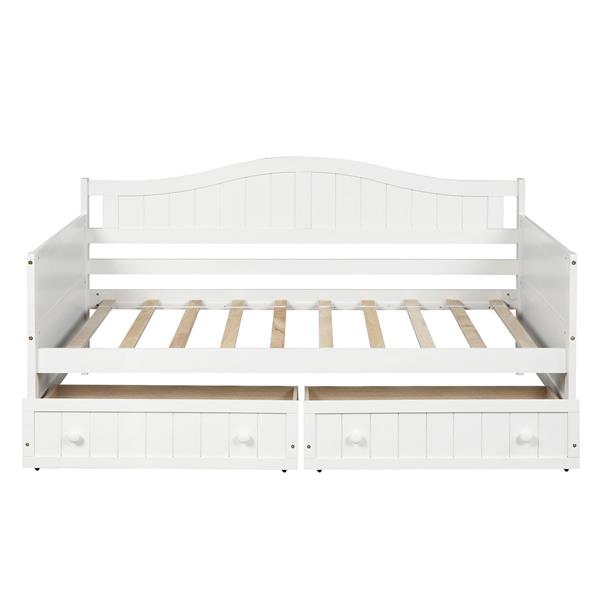 Twin Wooden Daybed with 2 drawers, Sofa Bed for Bedroom Living Room,No Box Spring Needed,White