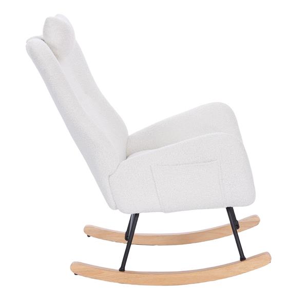 Teddy Upholstered Nursery Rocking Chair for Living Room Bedroom(WHITE Teddy)