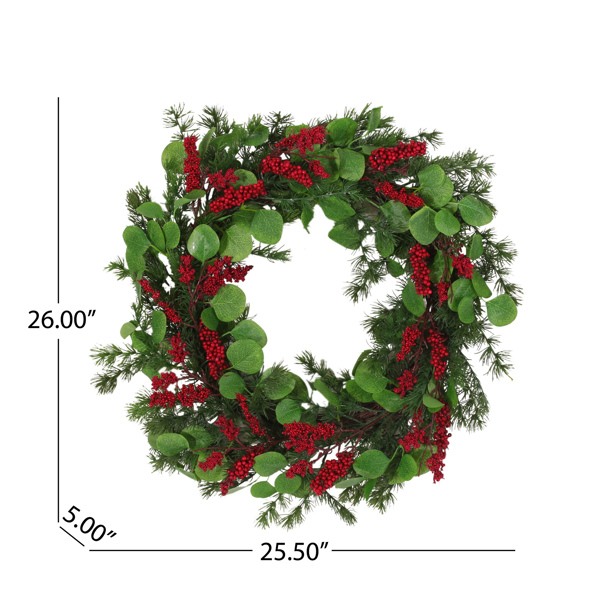 25.5" LEAVES/BERRY WREATH 