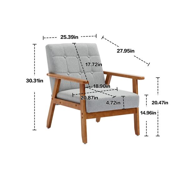 Leisure Chair with Solid Wood Armrest and Feet, Mid-Century Modern Accent chair, for Living Room Bedroom Studio chair