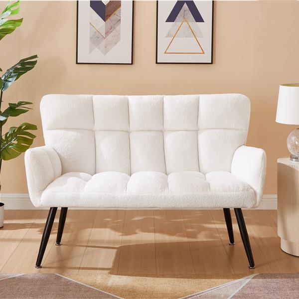 52'' Small Loveseat Sofa, Couch 2-Seater with Quilting Backs for Living Room, Bedroom and Small Space(COLOR:WHITE)