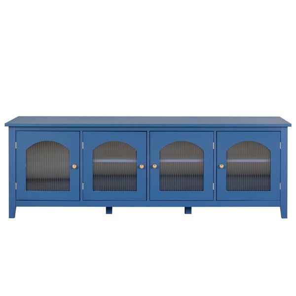 71-inch stylishTVcabinet Entertainment CenterTV stand,TVConsoleTable, Media Console,solidwood frame,Changhong glass door,Metal handle,antique blue,for the children's room,bedroom Living Room