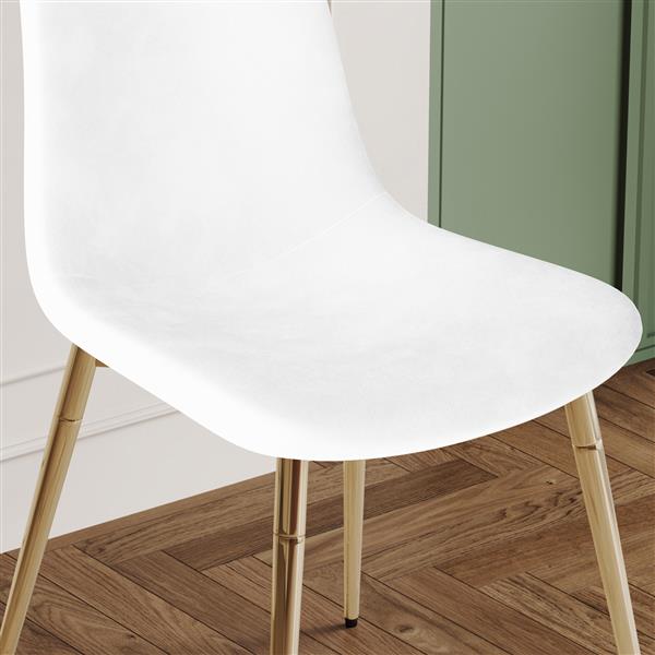 Fabric Dining Chairs Set of 4, Upholstered Armless Chairs, Classical Appearance and Metal Legs