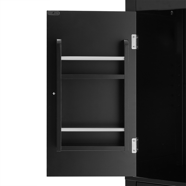 Elegant Bathroom Floor Storage Cabinet, Bathroom Storage Unit, Freestanding Cabinet with 4 Doors, Adjustable Shelves, Adaptable Shelves, Black 