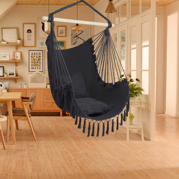 Pillow Tassel Hanging Chair Gray