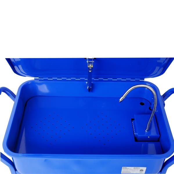 Mobile Parts Washer, 20 Gallon Capacity Portable Parts Cleaner for Use with Water Based Cleaning Solutions, Heavy Duty 20 Gauge Steel, 325 GPH Pump Power, with Drain Tray