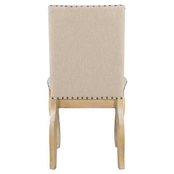 Set of 4 Dining chairs Wood Upholstered Fabirc Dining Room Chairs with Nailhead (Natural Wood Wash)