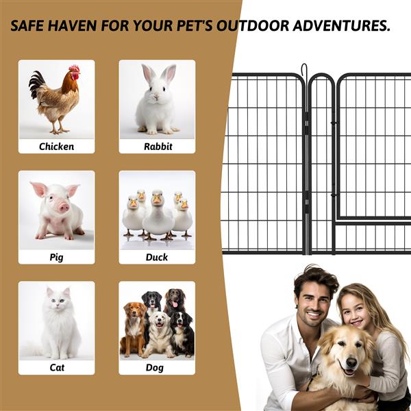 6 Panels Heavy Duty Metal Playpen with door,39.37"H Dog Fence Pet Exercise Pen for Outdoor, Indoor