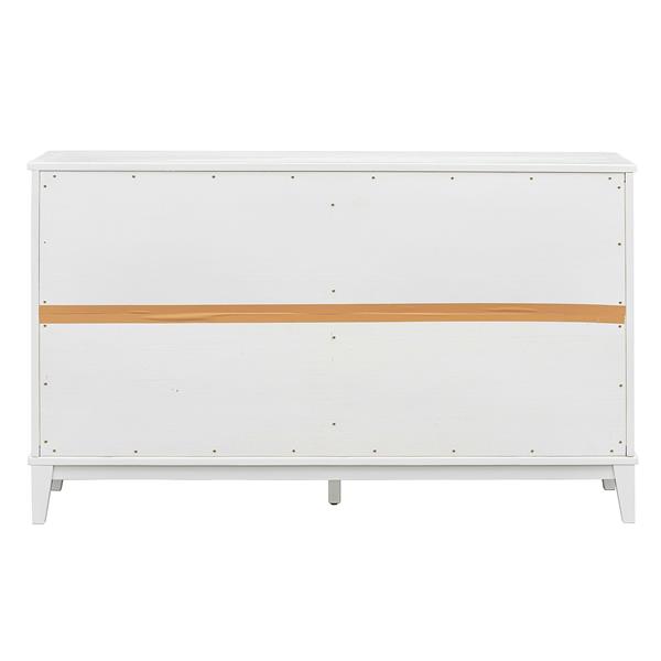 Sideboard with 4 Door Large Storage Buffet with Adjustable Shelves and Metal Handles for Kitchen, Living Room, Dining Room (Antique White)