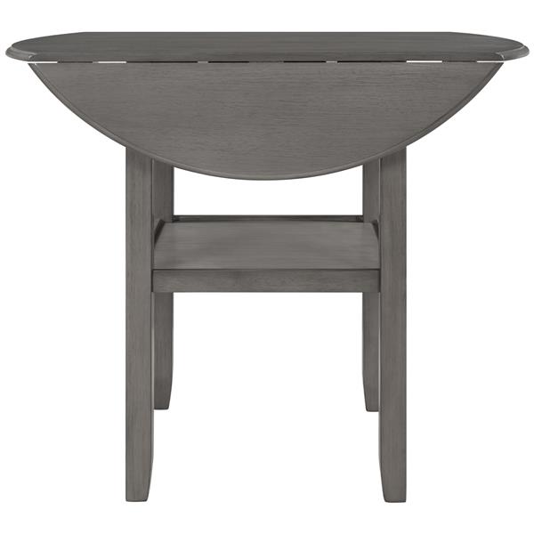 Farmhouse Round Counter Height Kitchen Dining Table with Drop Leaf  and One Shelf for Small Places, Gray