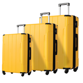 Luggage Sets 3 Piece, Expandable Hard shell ABS Suitcases with Double Spinner, Travel luggage Set with TSA Lock (20/24/28inch, Yellow)