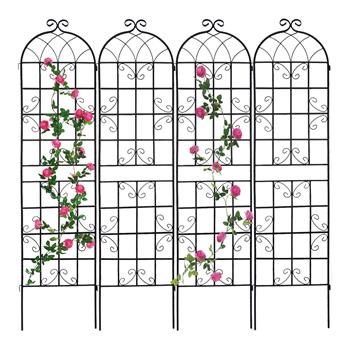 4 Pack Metal Garden Trellis 86.7\\" x 19.7\\" Rustproof Trellis for Climbing Plants Outdoor Flower Support Black