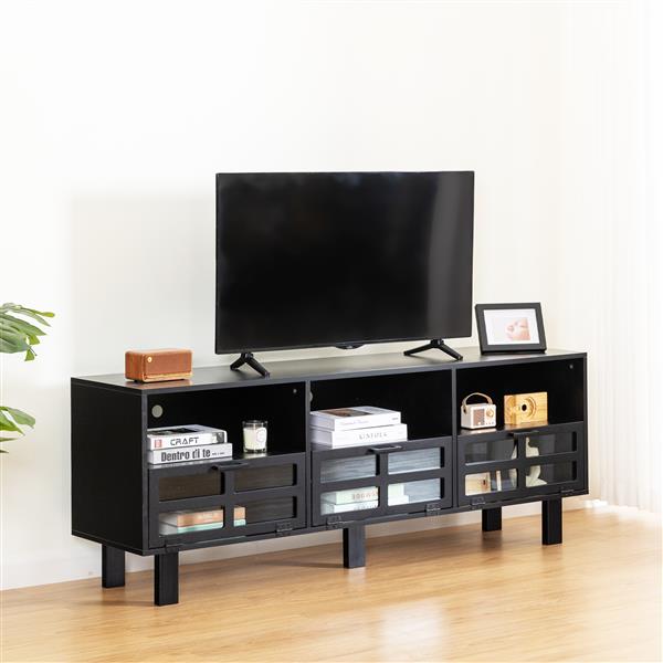 TV stand,TV cabinet,American country style TV lockers,The toughened glass door panel,Metal handles,birch legs,Turn down the drawer,can be placed in Lounge Room,Living Room or Bedroom,color:black